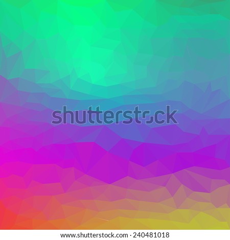 bright gradient colored abstract triangular polygonal basis background for use in design. Lighting green, blue,  purple and yellow colors. Raster copy