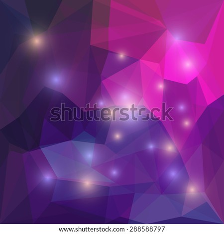 Abstract deep purple colored polygonal triangular geometric background for use in design for card, invitation, poster, banner, placard or billboard cover. Raster copy