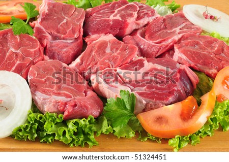 Raw meat.