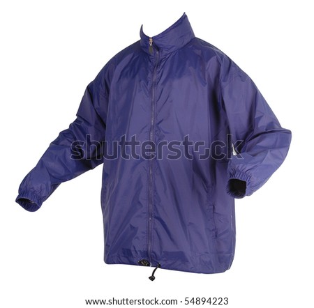 Blue sport waterproof jacket. Isolated
