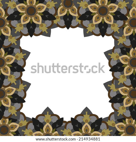Square frame of abstract flowers white background