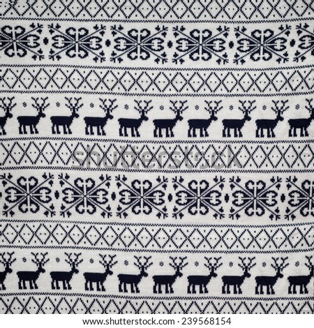 knitted pattern with deer and snowflakes, seamless winter sweater pattern