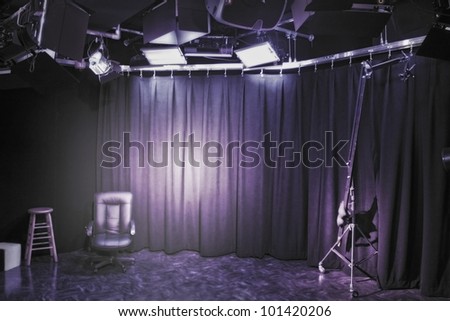Professional photo-studio interior set up.