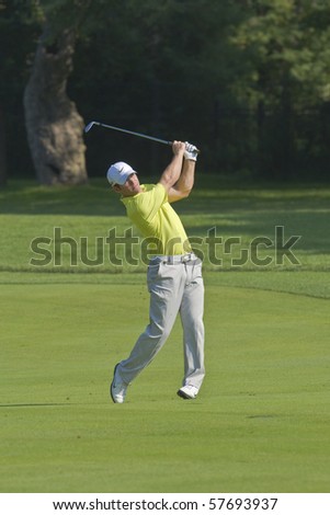 TORONTO, ONTARIO - JULY 21:English golfer Paul Casey hits an approach shot during a pro-am event at the RBC Canadian Open golf on July 21, 2010 in Toronto, Ontario.