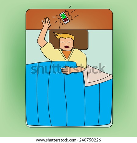 Sleeping man and telephone alarm
