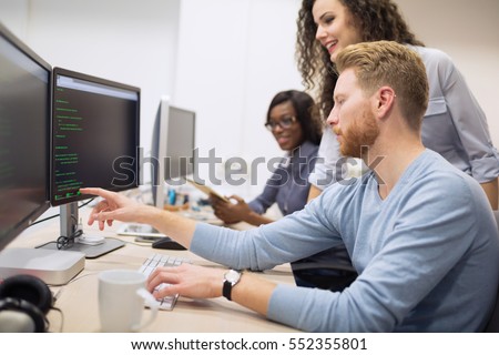 Programmer working in a software developing company office