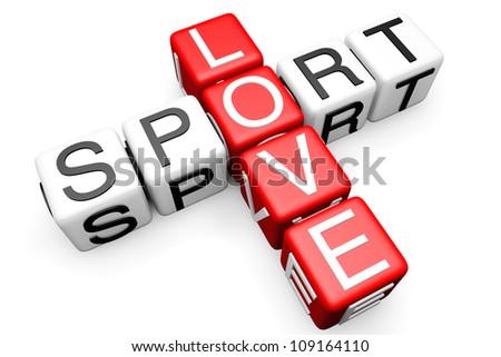 Sport Crossword on Love Sport Crossword Block Text On A White Background Stock Photo