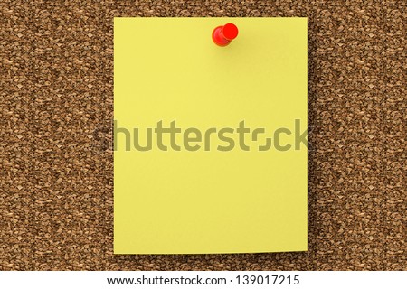 Extreme Closeup note paper pined on cork board