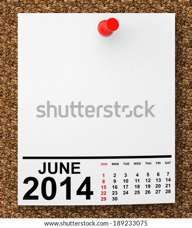 Calendar June 2014 on blank note paper with free space for your text Calendar June 2014 on blank note paper with free space for your text