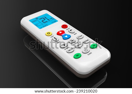Air conditioner remote control on a black background