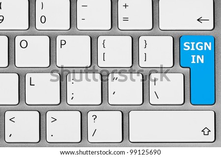 Closeup sign in and login on internet webpage concept with keyboard key
