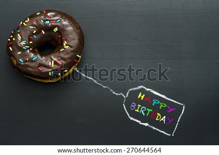Chocolate donut and tag \