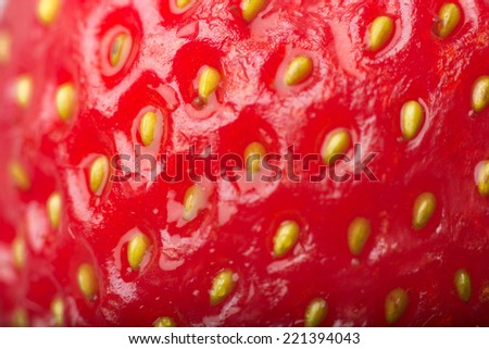 Macro photo of strawberry texture, Close up of a strawberry fruit as background