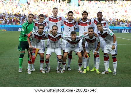 FORTALEZA, BRAZIL - June 21, 2014: Team Germany poses for a photo before the World Cup Group G game between Germany and Ghana at Estadio Castelao. No Use in Brazil.