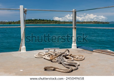 Rope on the vessel deck in Thailand