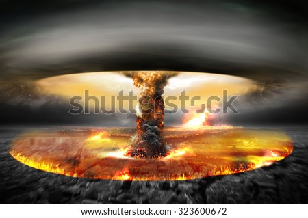 Nuclear Bomb / Nuclear War Explosion over a city / Atomic Bomb