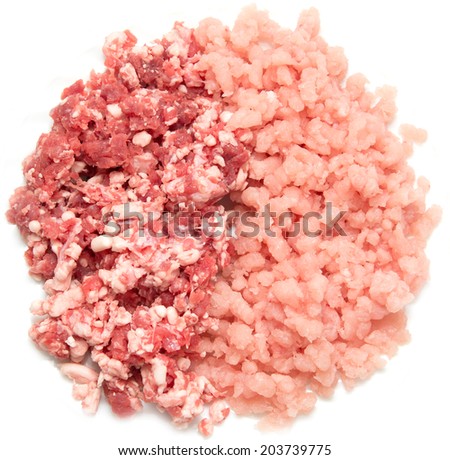 ground beef and ground turkey on a white plate
