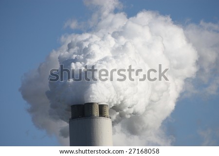 Close up of White Smoke from a Power Station Chimney.