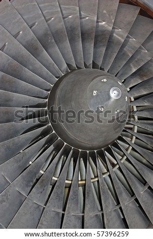 The Turbine Blades of an Aeroplane Jet Engine.