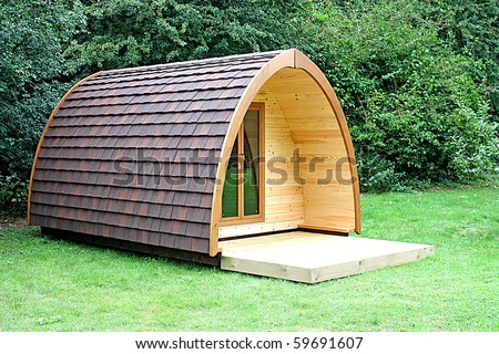 Cabins  Camping on Modern Wooden Camping Pod Cabin Hut  Stock Photo 59691607