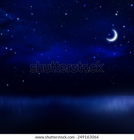 beautiful night sky in the open sea