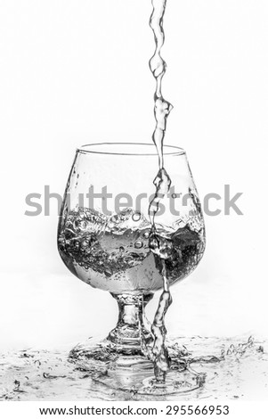 pouring sweet drink in wine glass  Style black and white