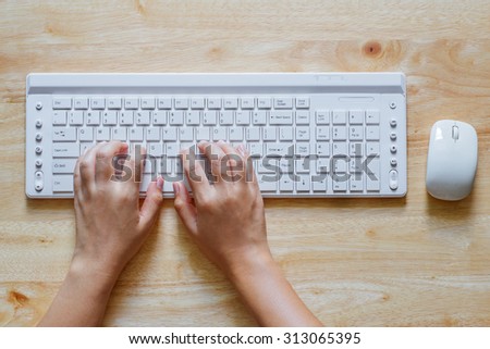 hand working keyboard computer