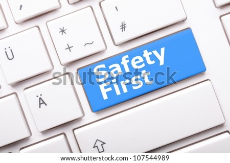 safety first concept with key showing risk danger or insurance