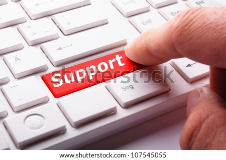 support word on computer keyboard key showing assistance concept