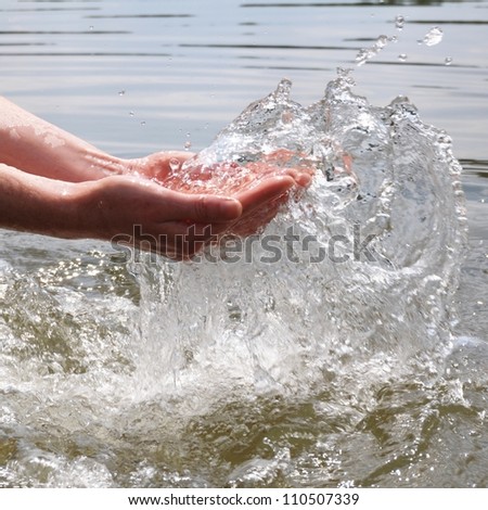 hand and splashing cold drink water showing nature concept