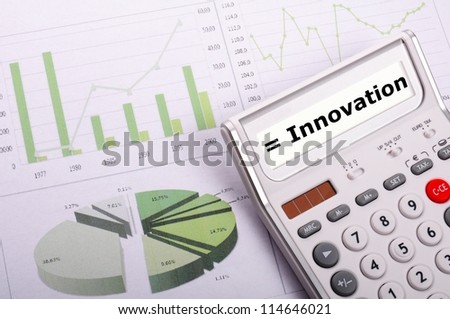 innovation concept with calculator showing future change