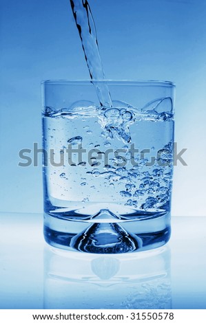 glass of water for refreshment in summer or at a party