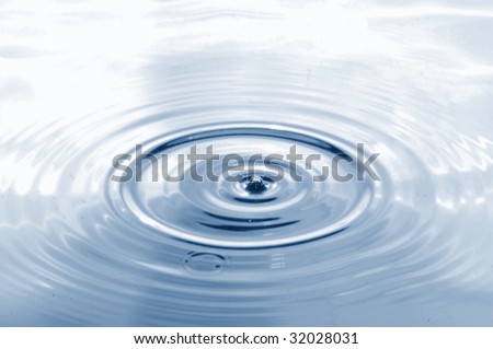 water drop splashing in fresh clear water on a rainy day