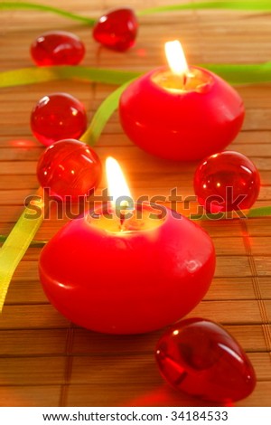 romantic candle light showing concept of love and spa