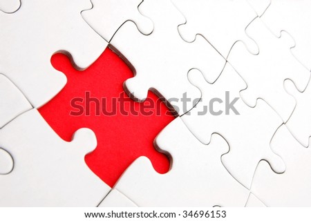 puzzle with missing piece showing concept for problem and solution