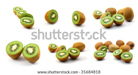 kiwi fruit food collection isolated on white background