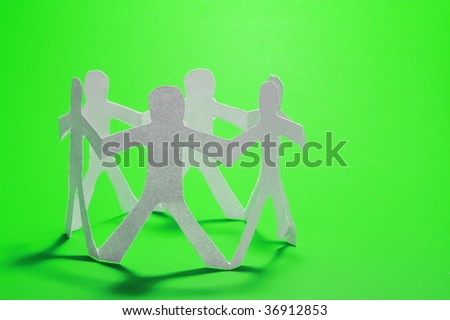 concept for friendship friends team teamwork love and help with paper man