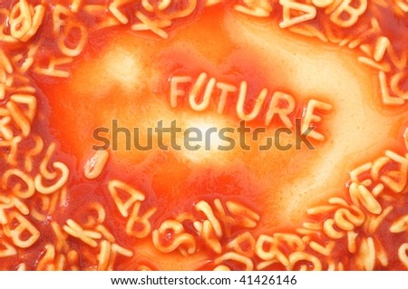future forecast concept with red past alphabet