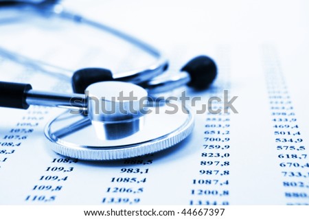 stethoscope and scientific medical data showing research concept