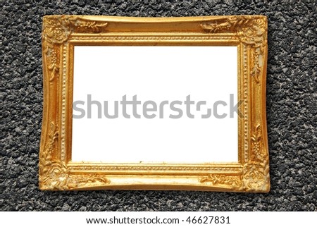 old blank and empty image frame with white copyspace