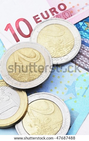 euro money background with coins and bills