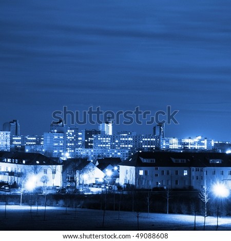 city and sky at night with copyspace for text message
