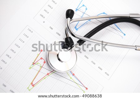 health and medical concept with stethoscope on diagram