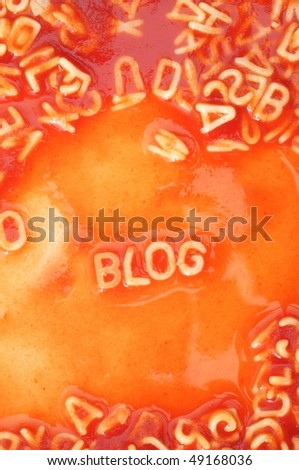 internet or web blog concept with pasta alphabet in red