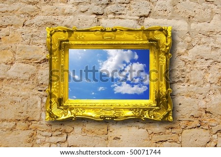 image of blue sky in a frame showing holiday or vacation concept