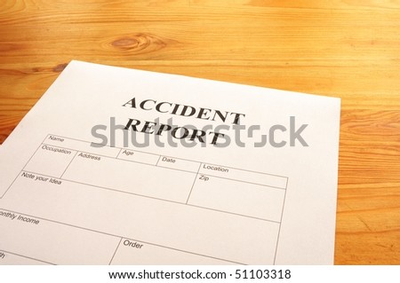 accident report form or document showing insurance concept