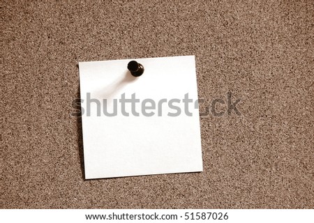 blank and empty sheet paper with pin on bulletin board