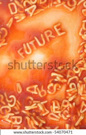 future forecast concept with red past alphabet