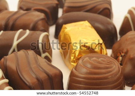 exclusive chocolate in showing love or food concept