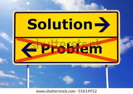 problem and solution concept with yellow road sign
